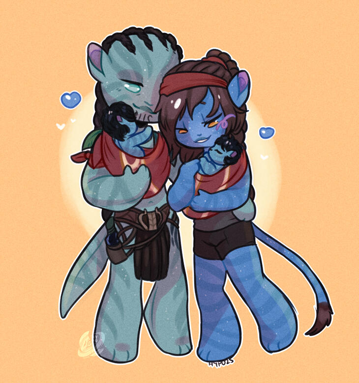 Chibi Bri and San'tos (@badtrigger) with twin babies Mon'te and Mi'kwel; ©hypodriive