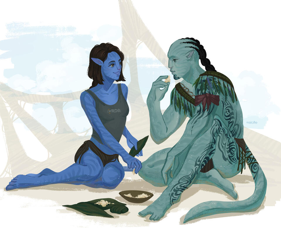 Bri and San'tos (@badtrigger) enjoy a meal; ©malotte