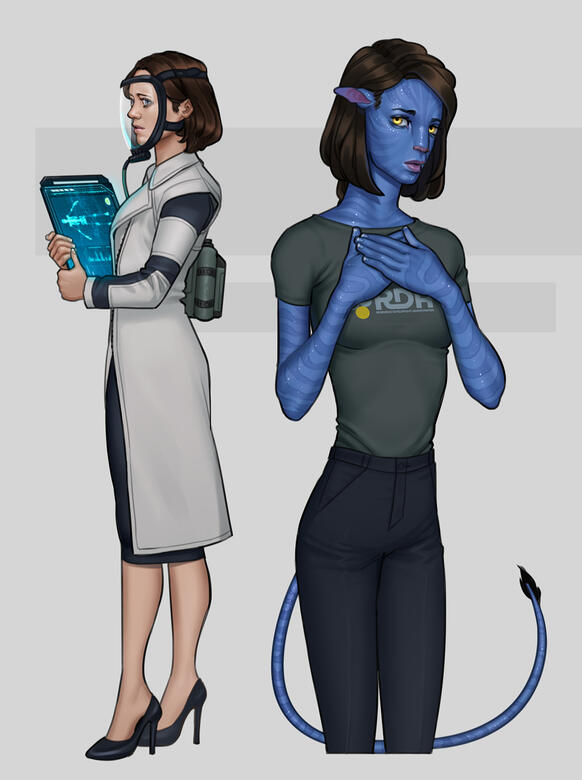 Brianne in her human form and her avatar form; ©[zaffyrr](https://www.deviantart.com/zaffyrr)