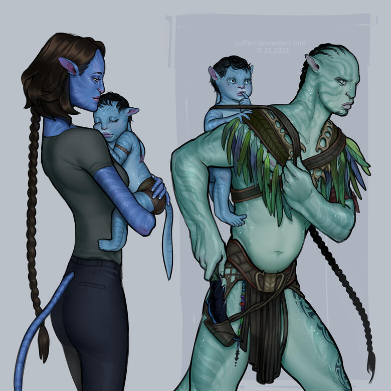 Bri holds son Mi'kwel while her mate San'tos (@badtrigger) holds Mon'te. The boys are twins; ©zaffyrr
