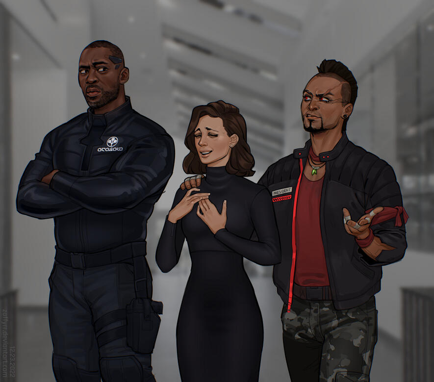 Brienne, Clarence (npc), and Vaas (@badtrigger); ©zaffyrr