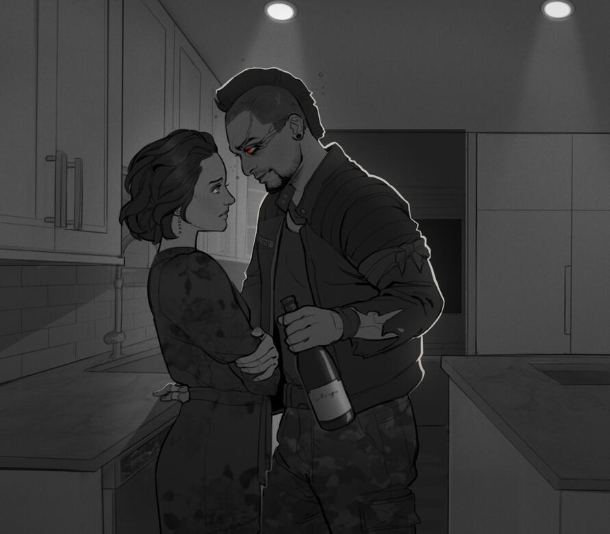 Brienne gets her space invaded by her extortionist, Vaas (@badtrigger); ©zaffyrr