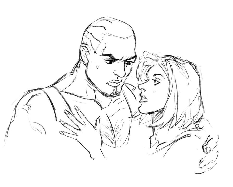 Santiago (@badtrigger) and Brienne; sketch by ©fightyoursorrow