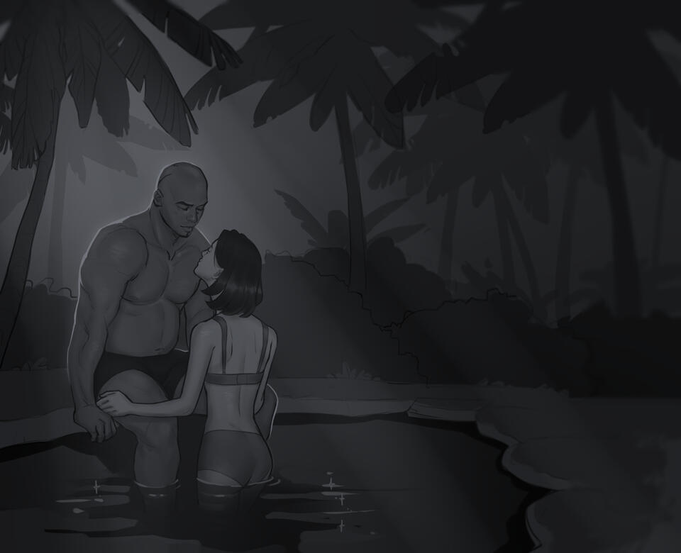 Brienne and Santiago (@badtirgger) enjoying Rook hot springs; ©zaffyrr