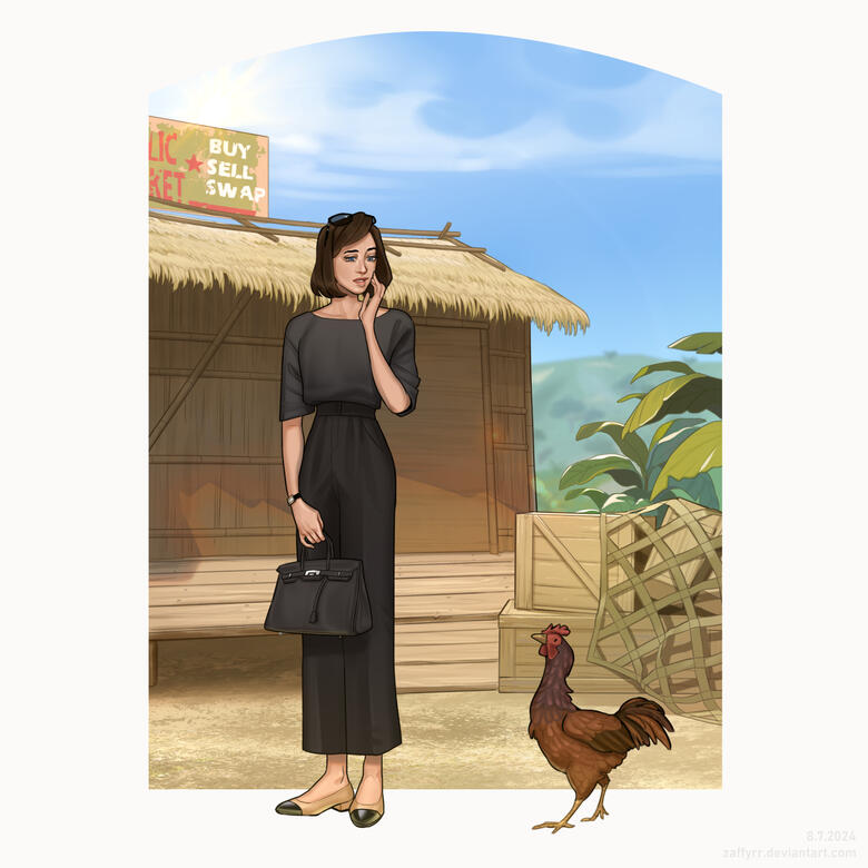 Brienne's first day on Rook's North Island and first meeting of Ayam, the head chicken; ©zaffyrr